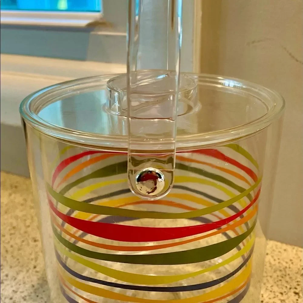 Vtg MCM Lucite Acrylic Multi Color Swirled Ice Bucket. Set Dressing On TV Show.